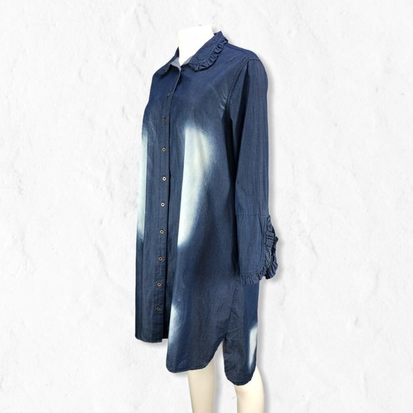 NWOT Denim Easel Distressed Button Up Shirt Dress - Picture 9 of 14